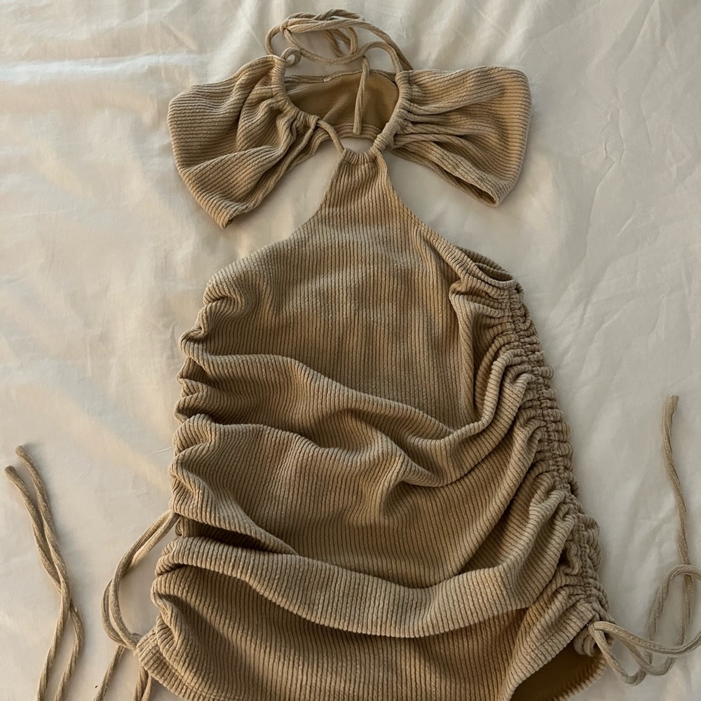 tan strappy dress